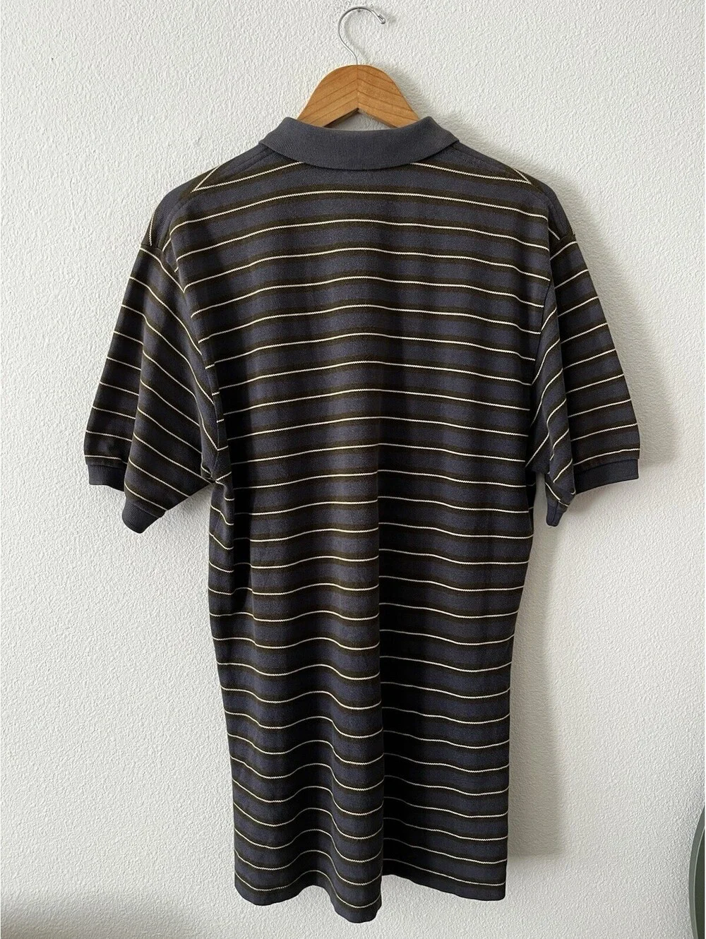 Vintage Polo Ralph Lauren Striped Polo Shirt Large Grey